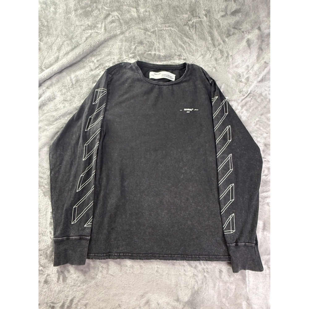 Off-white C/o Virgil Abloh T-Shirt 3D Line Stencil Arrows 2018 Mens L Black